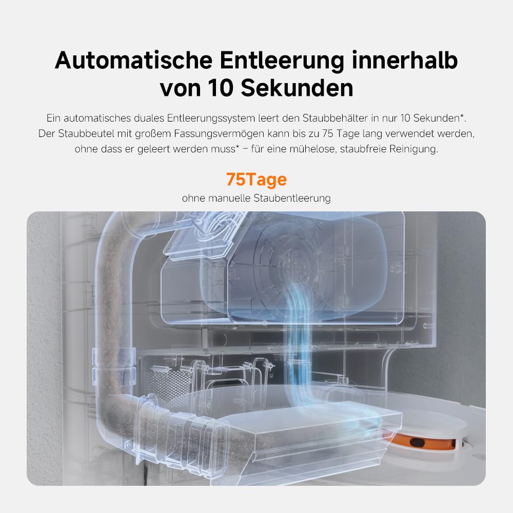 Xiaomi Robot Vacuum X20+ Saugroboter mit Absaugstation, 6000Pa, 4L Wassertanks, Auto-Trocknung