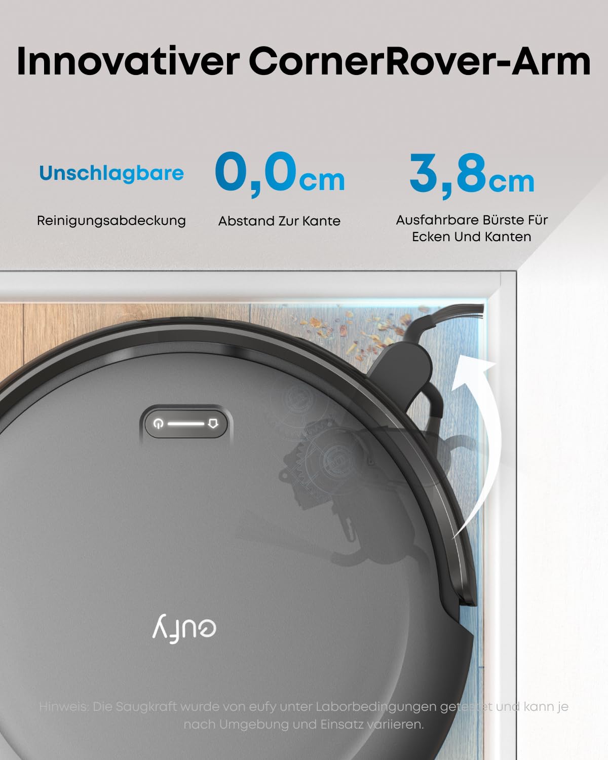 eufy C10 Saugroboter mit Absaugstation, 4.000 Pa, 7,3 cm ultraflach, ausfahrbare Seitenbürste, 3L Staubbeutel