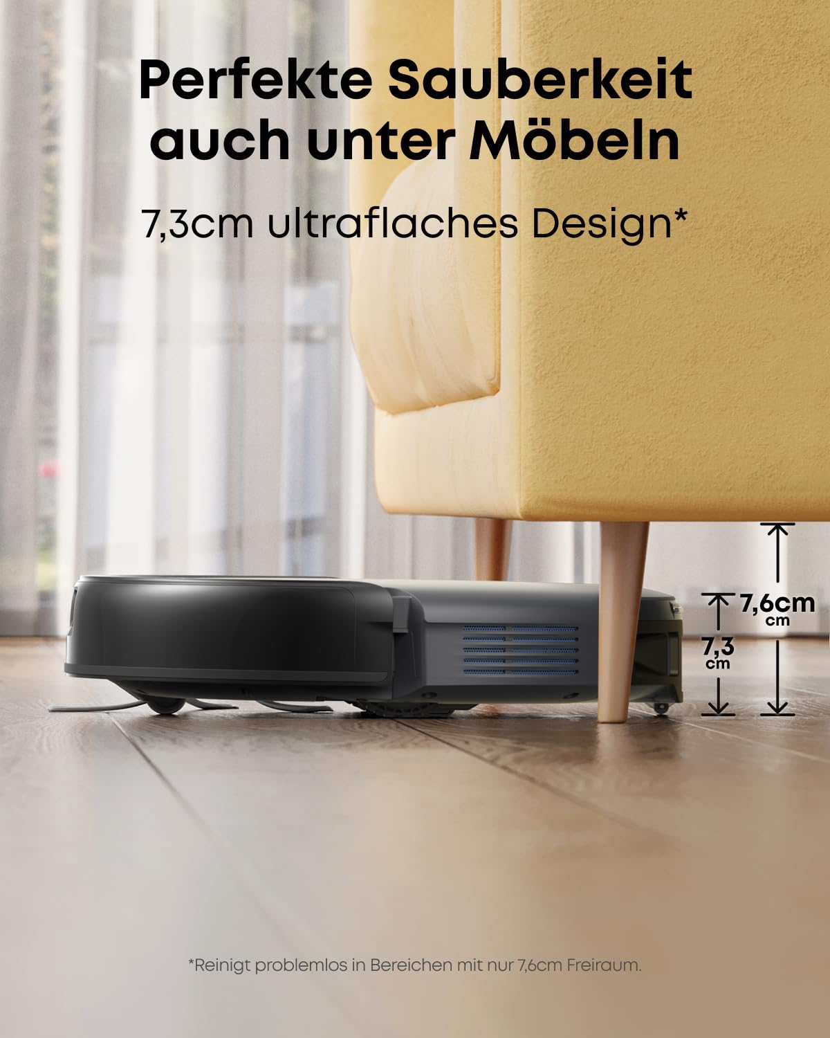 eufy C10 Saugroboter mit Absaugstation, 4.000 Pa, 7,3 cm ultraflach, ausfahrbare Seitenbürste, 3L Staubbeutel