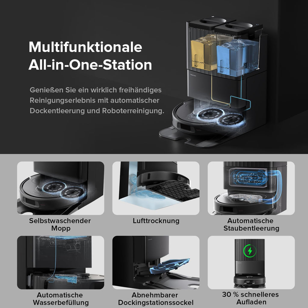 roborock Qrevo Saugroboter mit Wischfunktion, 8000Pa Saugkraft, Absaugstation, Anti-Verfilzung