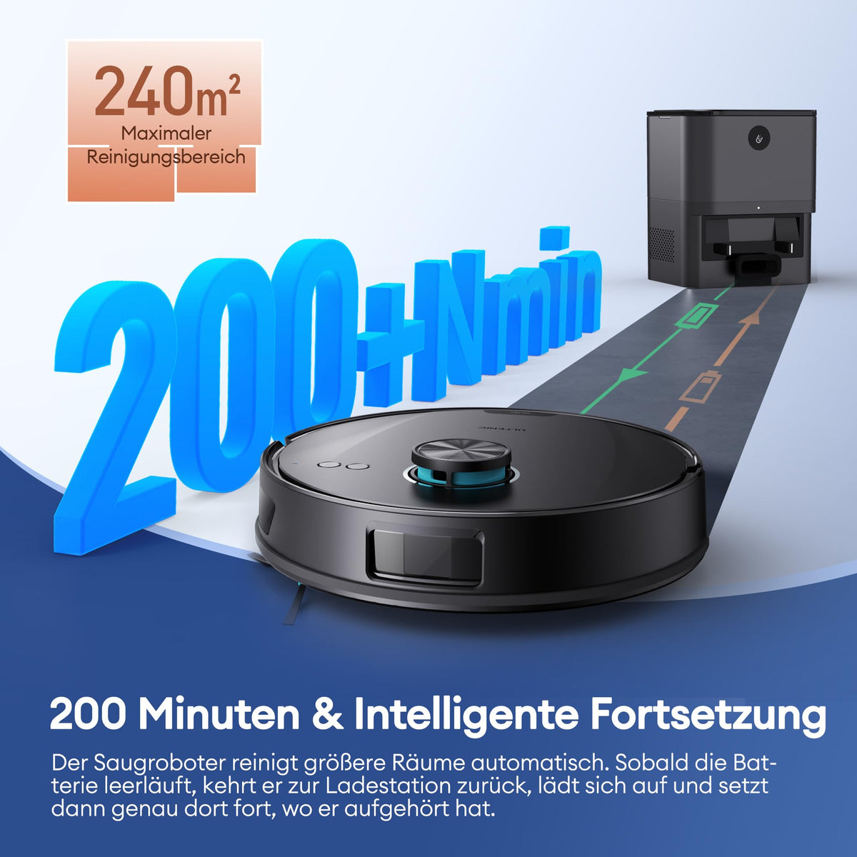 Ultenic Saugroboter mit Wischfunktion & Absaugstation, 10000Pa, 3,5L, LiDAR, 200Min Laufzeit