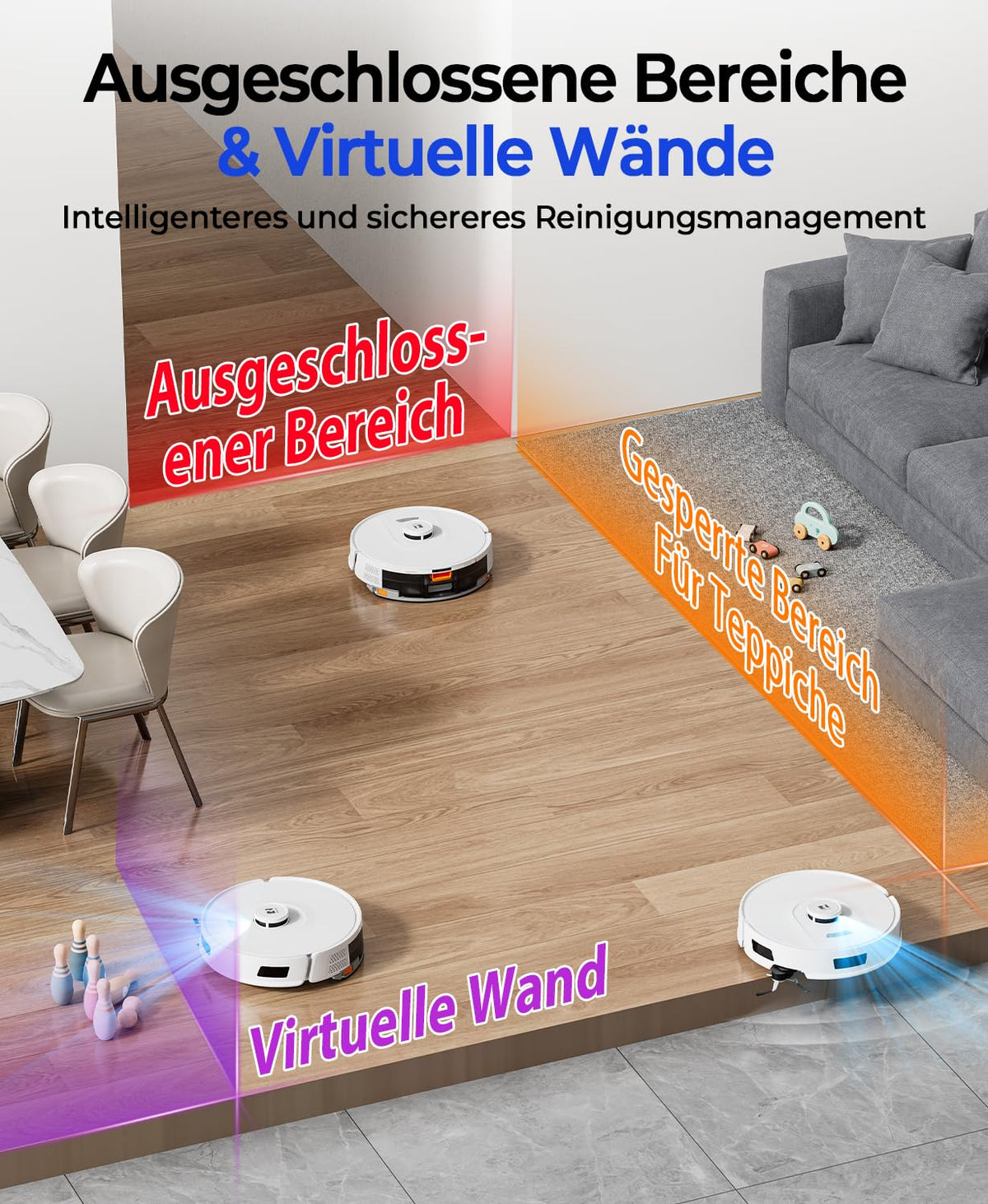 Redkey D8 Saugroboter 25000Pa Wischfunktion Absaugstation 4L Anti-Haar LiDAR Roboterstaubsauger Tierhaare