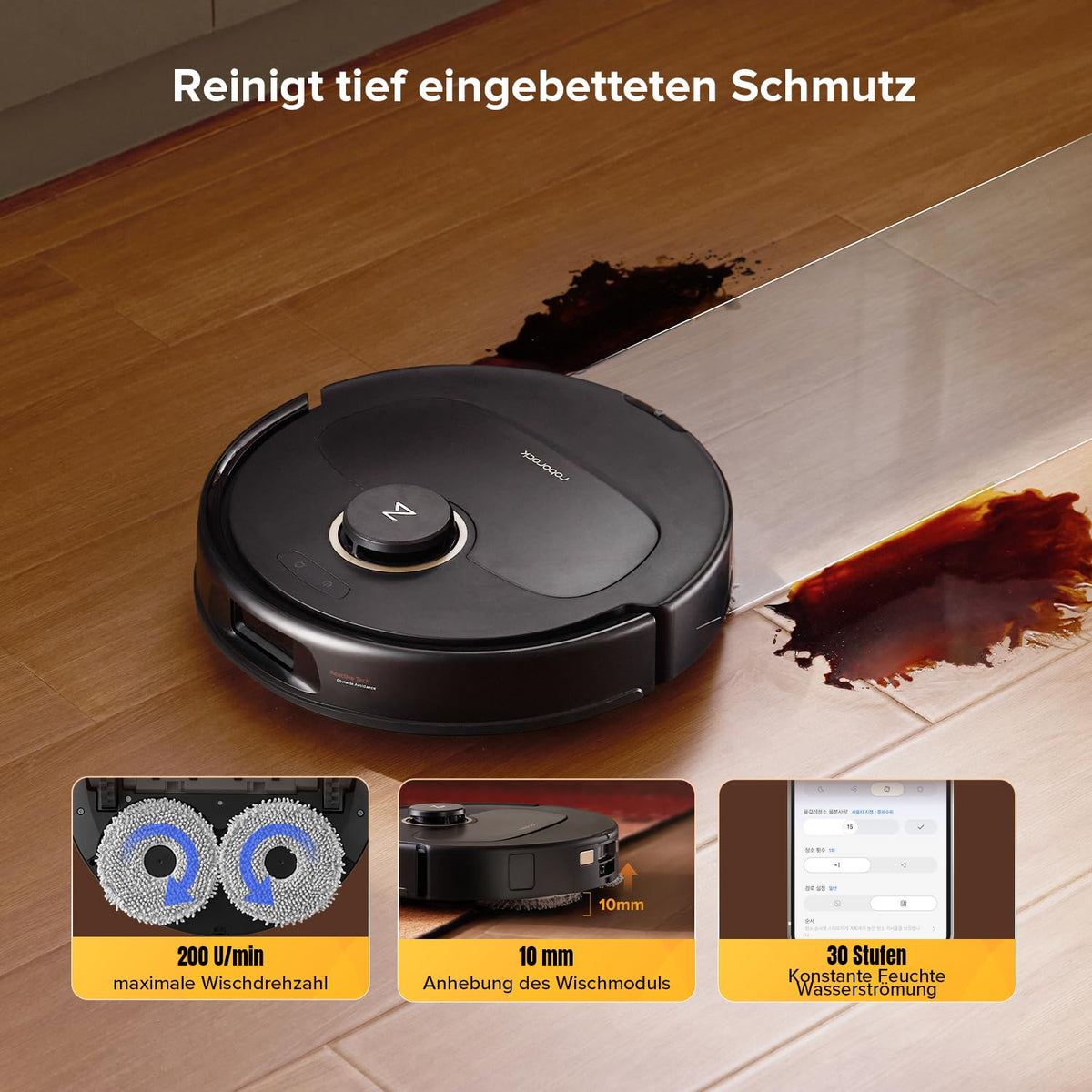 roborock Qrevo S5V Saugroboter mit Wischfunktion 12.000 Pa Zero-Tangle FlexiArm Warmlufttrocknung