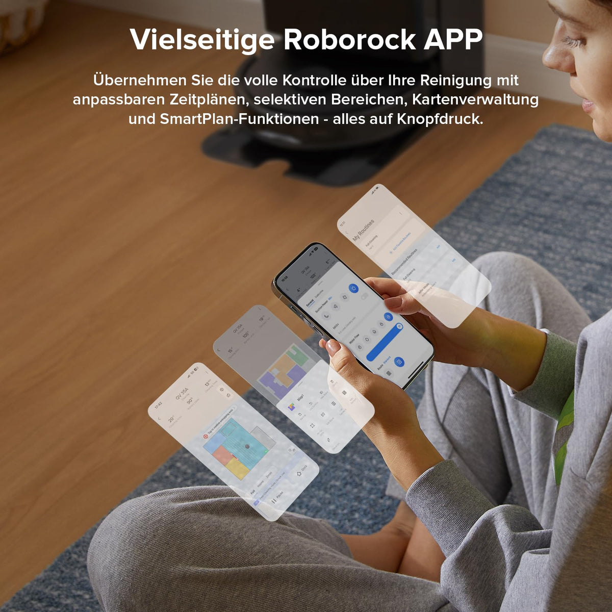 roborock Qrevo Saugroboter mit Wischfunktion, 8000Pa Saugkraft, Absaugstation, Anti-Verfilzung