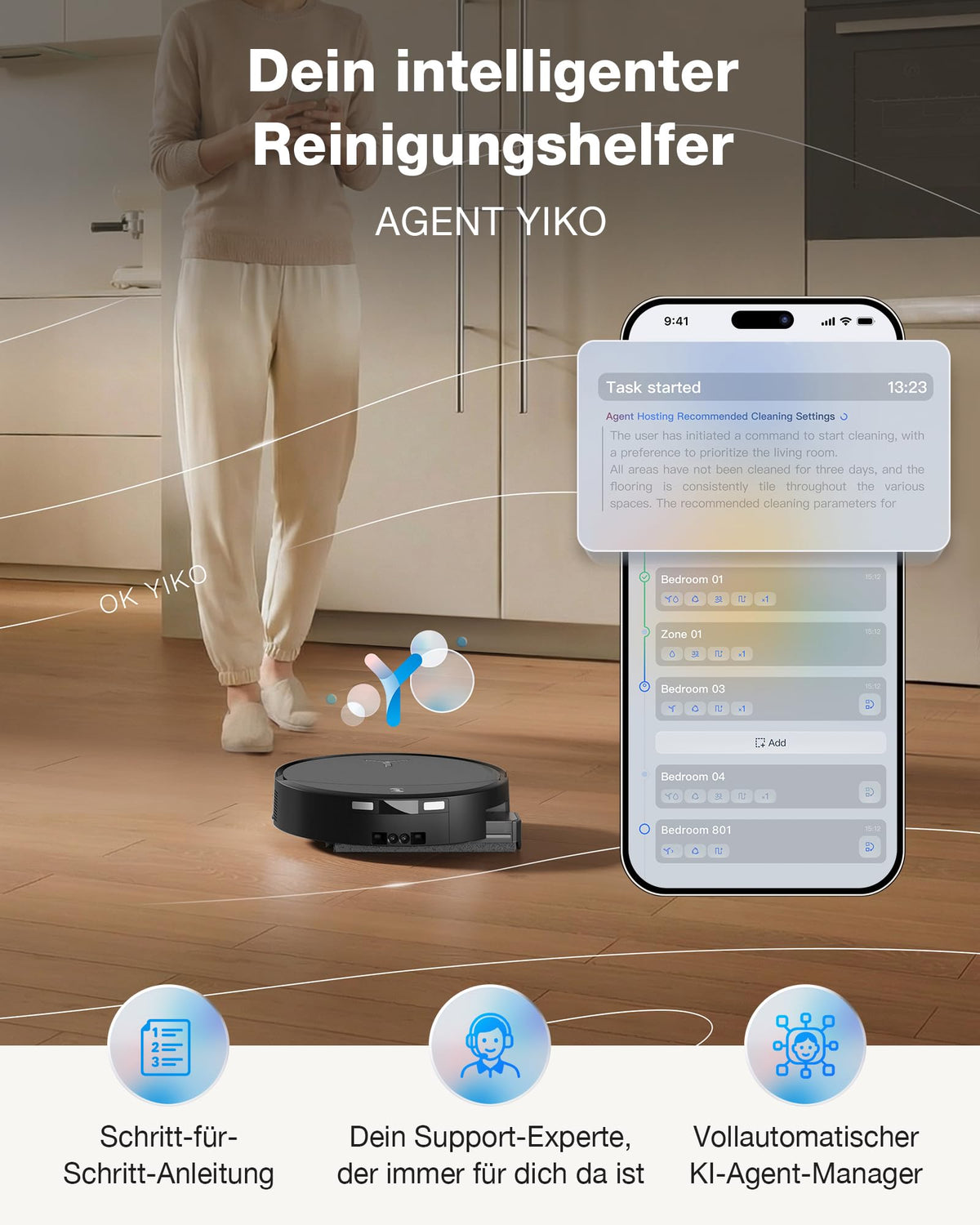 ECOVACS DEEBOT T90 PRO Omni Saugroboter 30.000 Pa OZMO Roller 3.0 PowerBoost Schnellladen