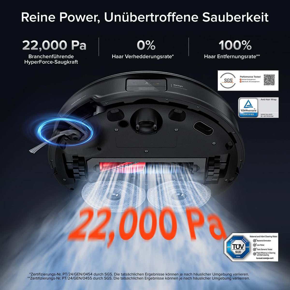 roborock Saros 10R Saugroboter 22000Pa, 7,98cm flach, FlexiArm Mopp, StarSight 2.0, Zero-Tangle