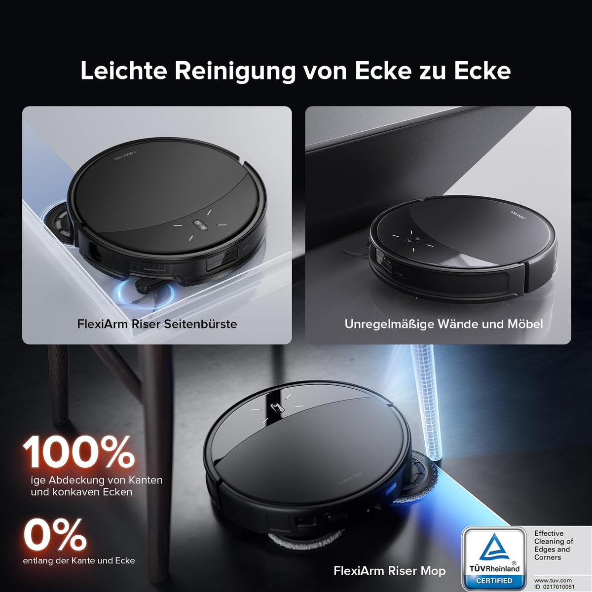 roborock Saros 10R Saugroboter 22000Pa, 7,98cm flach, FlexiArm Mopp, StarSight 2.0, Zero-Tangle