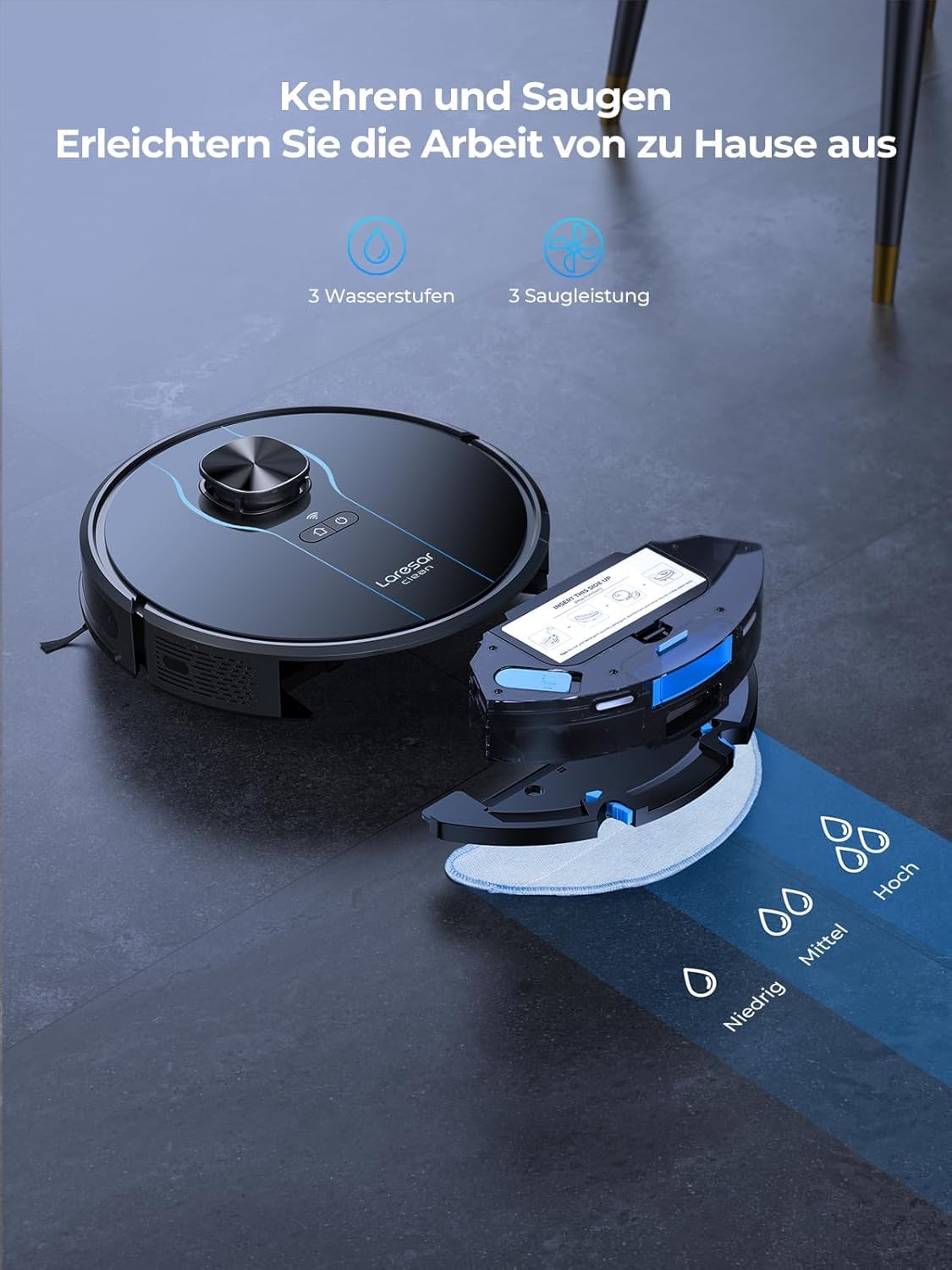 Laresar Clean L6 Nex Saugroboter mit Wischfunktion und Absaugstation, 8000Pa, LiDAR Navigation, 3L