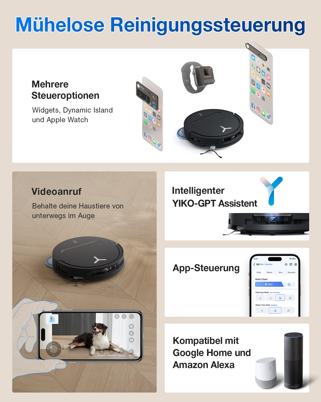 ECOVACS DEEBOT T50 PRO Omni Gen2 Saugroboter, 18.500Pa, ausfahrbare Kantenbürste, ZeroTangle 2.0