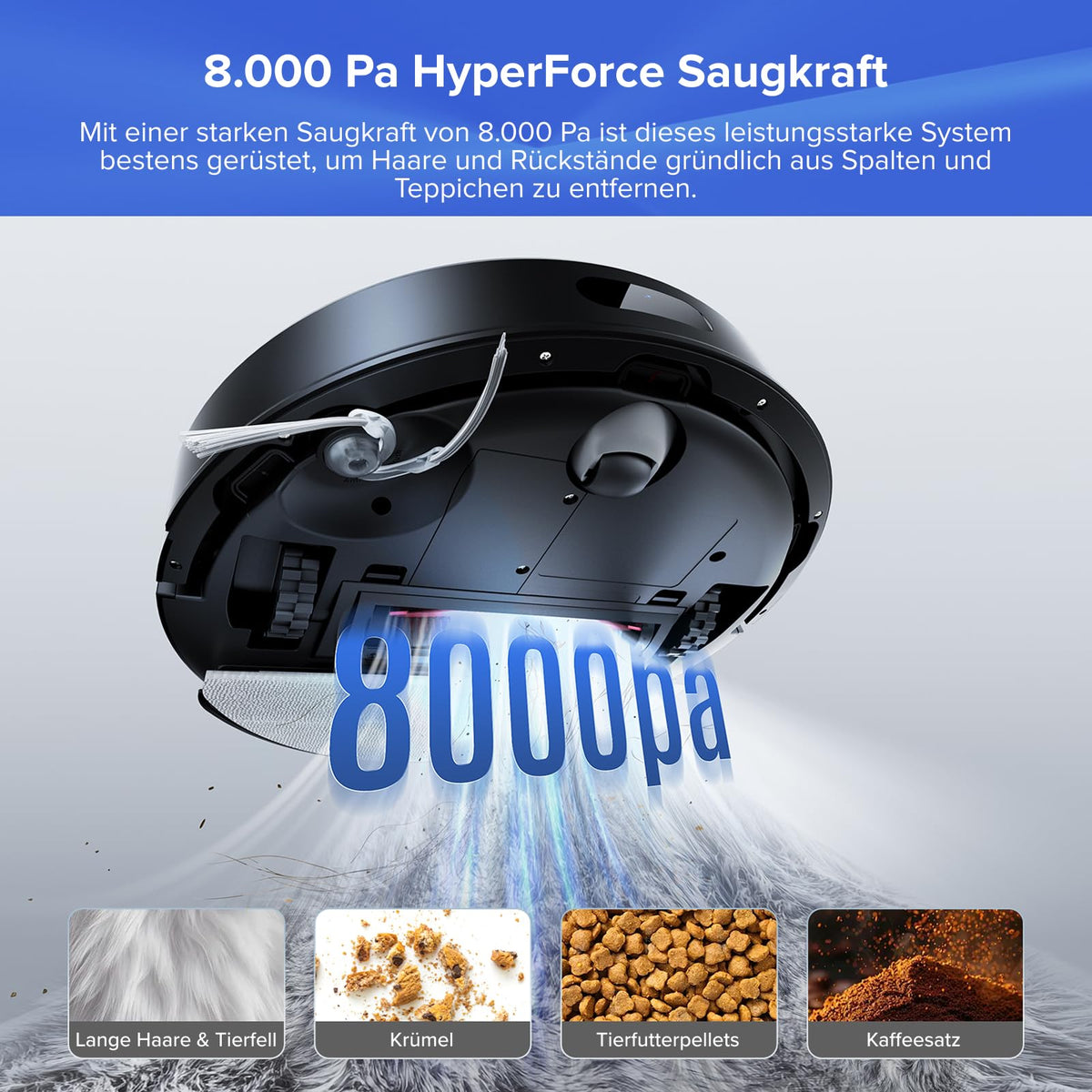 roborock Q7 L5+ Saugroboter mit Absaugstation, 8.000 Pa Saugkraft, Dual Anti-Tangle, LiDAR-Navigation