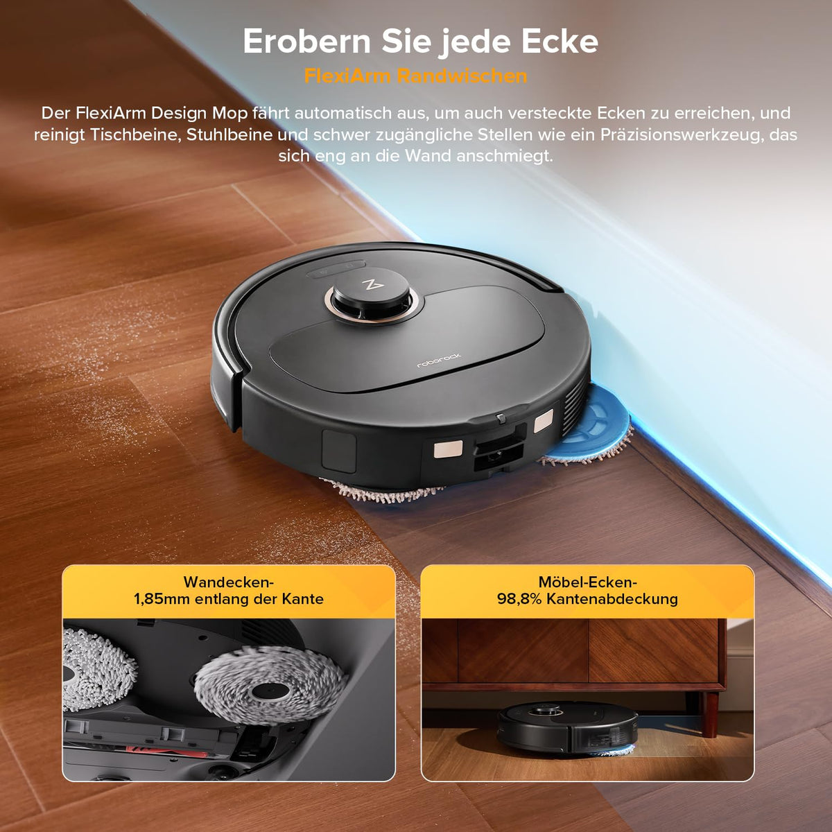 roborock Qrevo S5V Saugroboter mit Wischfunktion 12.000 Pa Zero-Tangle FlexiArm Warmlufttrocknung
