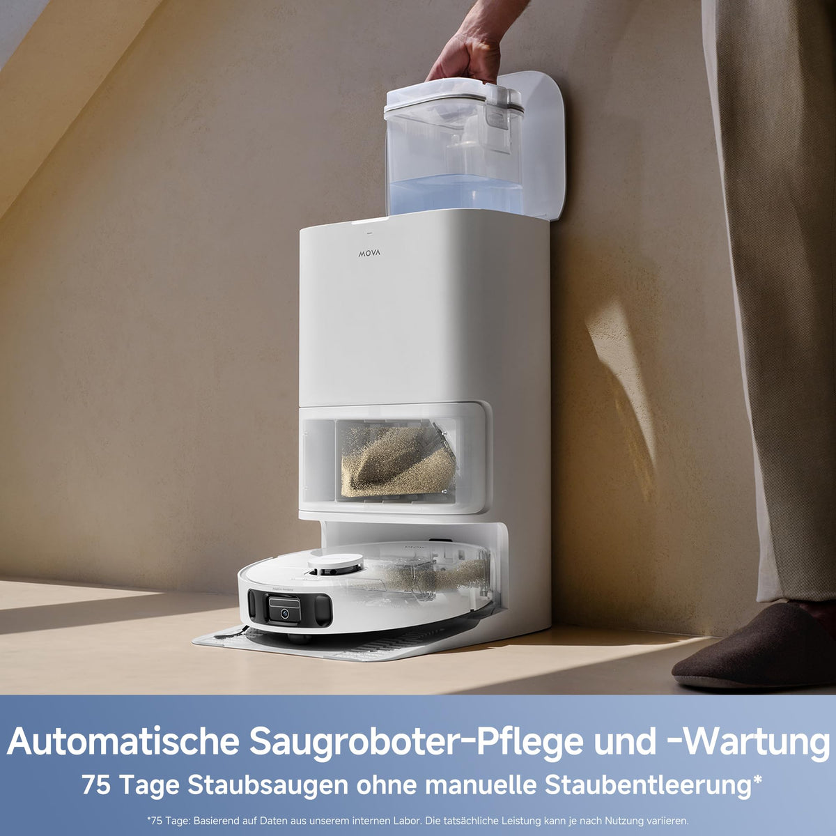 Mova E40 Ultra Saugroboter mit Wischfunktion, 19.000Pa, Absaugstation, MaxiReach-Wischmopp, 80ml Tank