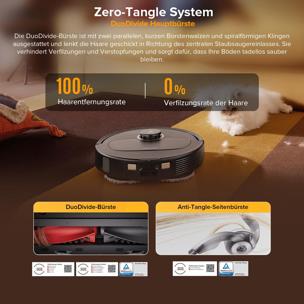 roborock Qrevo S5V Saugroboter mit Wischfunktion 12.000 Pa Zero-Tangle FlexiArm Warmlufttrocknung