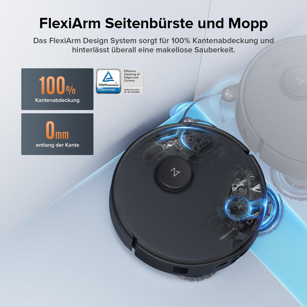 roborock Qrevo Edge S5A Saugroboter mit Wischfunktion, 18.500Pa, FlexiArm Kantenreinigung, 75°C Heißwasser