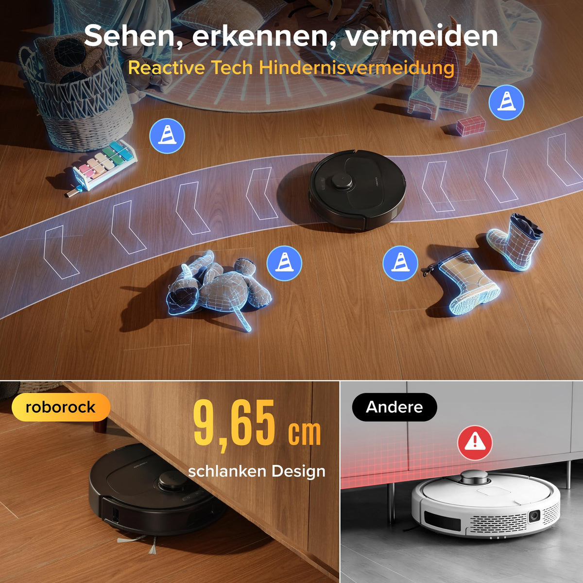 roborock Qrevo S Pro Saugroboter mit Wischfunktion 18.500 Pa Heißwasser-Reinigung Anti-Tangle