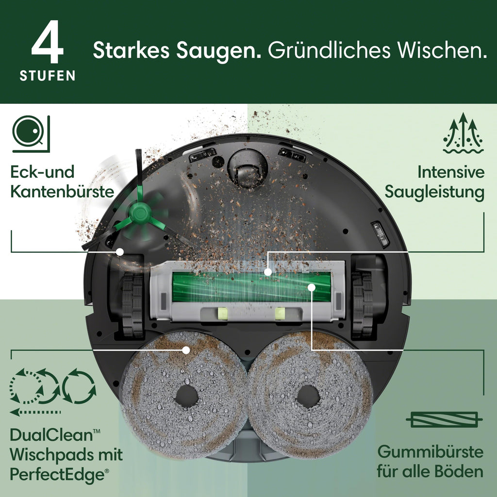 iRobot Roomba Plus 505 Combo Saugroboter mit Wischfunktion, AutoWash Dock, 7000 Pa Saugkraft