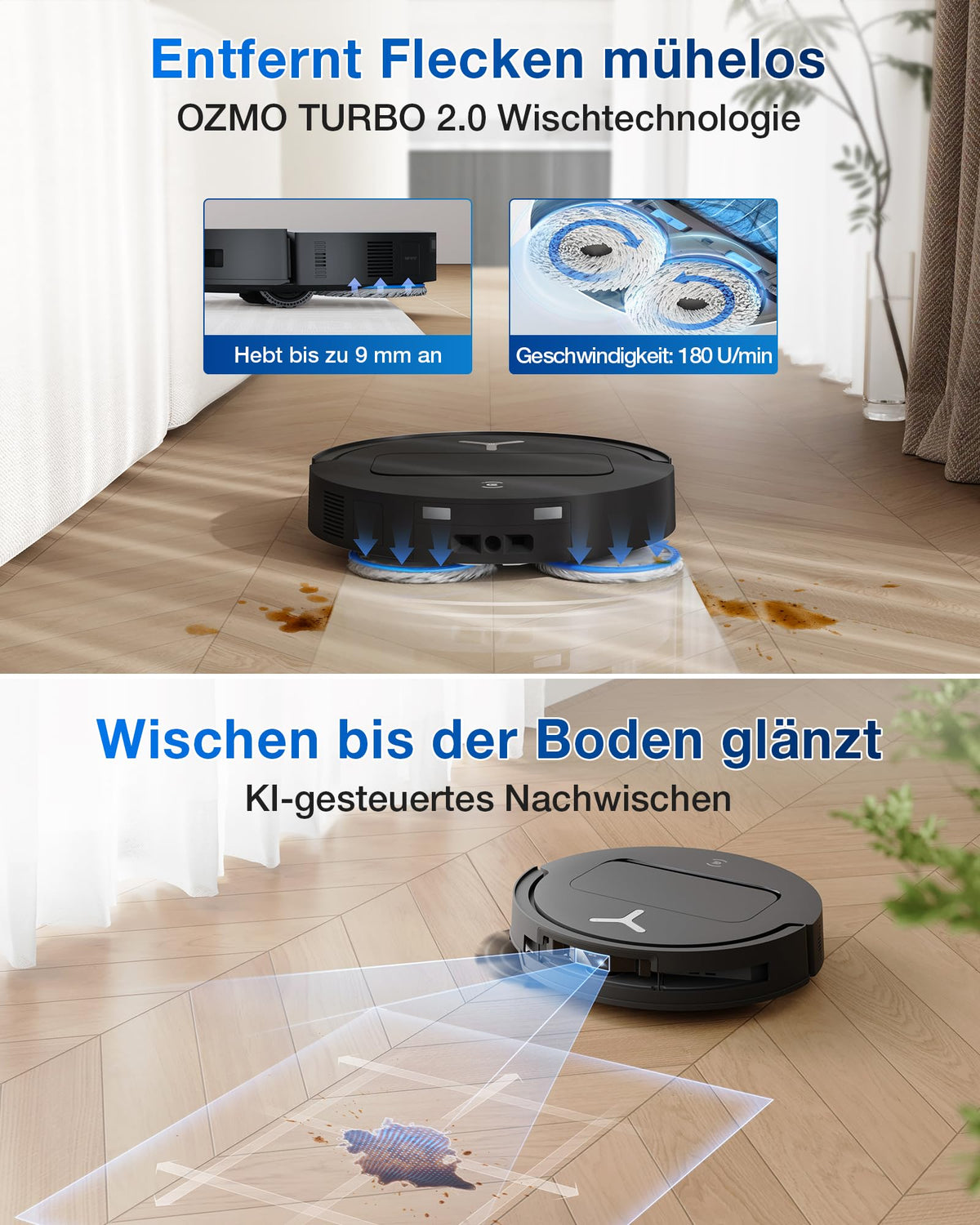 ECOVACS DEEBOT T50 PRO Omni Gen2 Saugroboter, 18.500Pa, ausfahrbare Kantenbürste, ZeroTangle 2.0