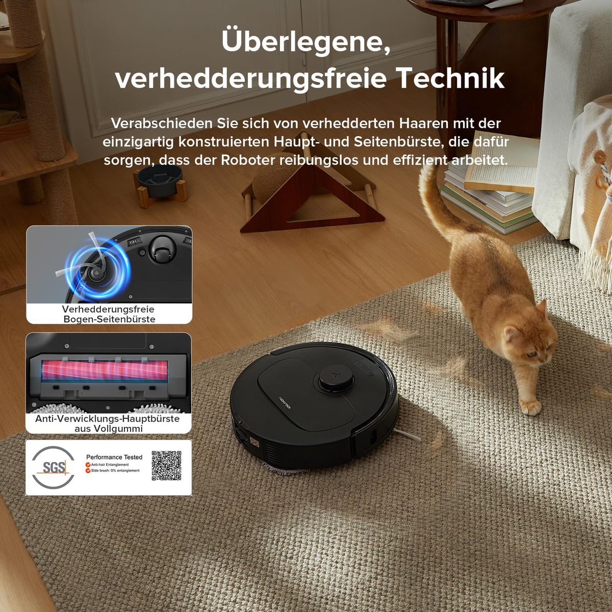 roborock Qrevo Saugroboter mit Wischfunktion, 8000Pa Saugkraft, Absaugstation, Anti-Verfilzung