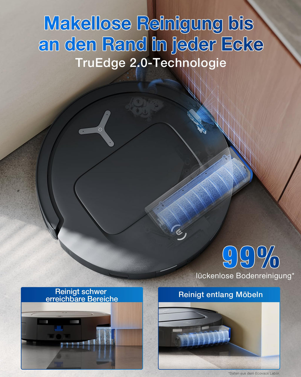 ECOVACS DEEBOT T80 Omni Saugroboter mit Wischfunktion 18.000 Pa ZeroTangle 3.0 OZMO Roller