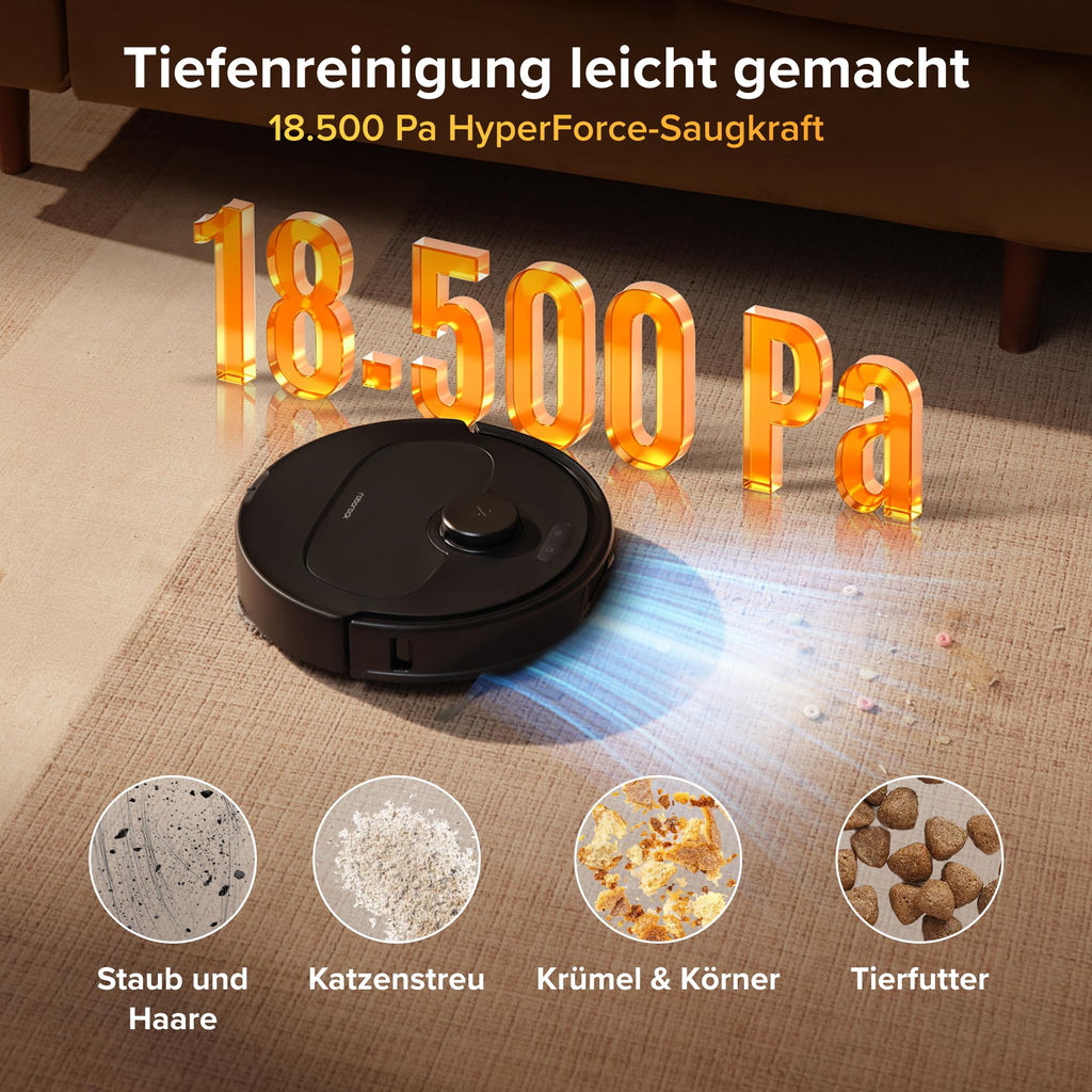 roborock Qrevo S Pro Saugroboter mit Wischfunktion 18.500 Pa Heißwasser-Reinigung Anti-Tangle