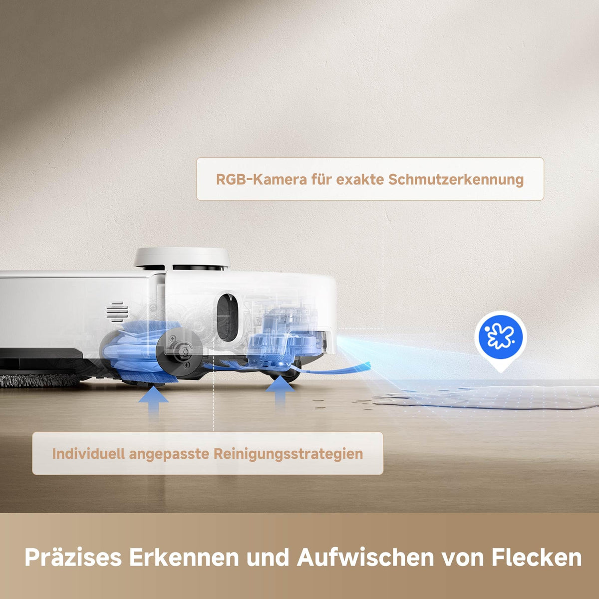 Mova P50 Pro Ultra Saugroboter mit Wischfunktion 19.000 Pa Selbstreinigung Heißwasser Absaugstation