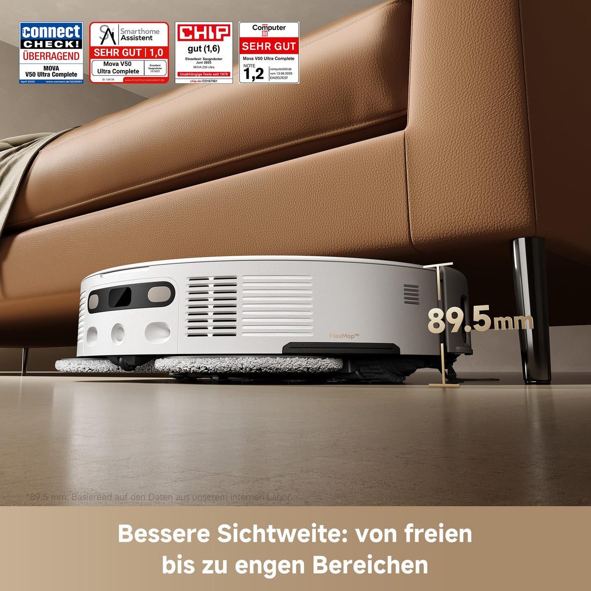 Mova V50 Ultra Complete Saugroboter 24.000 Pa 6cm Hindernisüberwindung Heißwasser-Wischfunktion