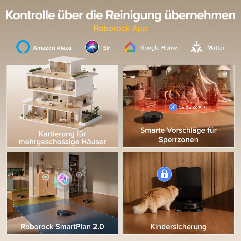 roborock Qrevo S Pro Saugroboter mit Wischfunktion 18.500 Pa Heißwasser-Reinigung Anti-Tangle