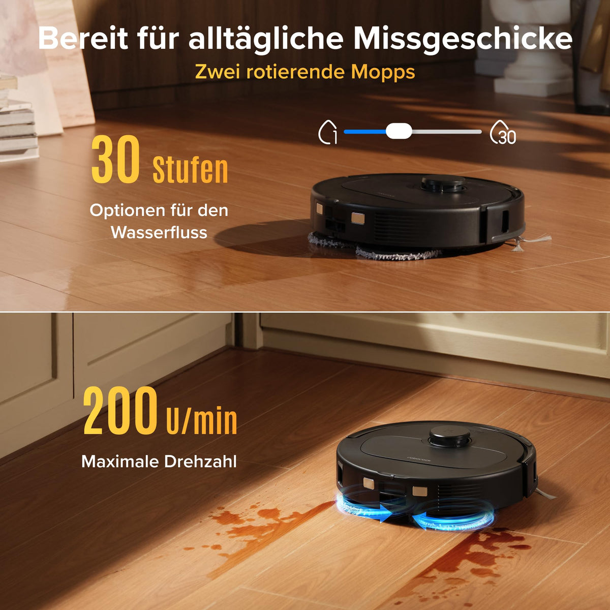 roborock Qrevo S Pro Saugroboter mit Wischfunktion 18.500 Pa Heißwasser-Reinigung Anti-Tangle