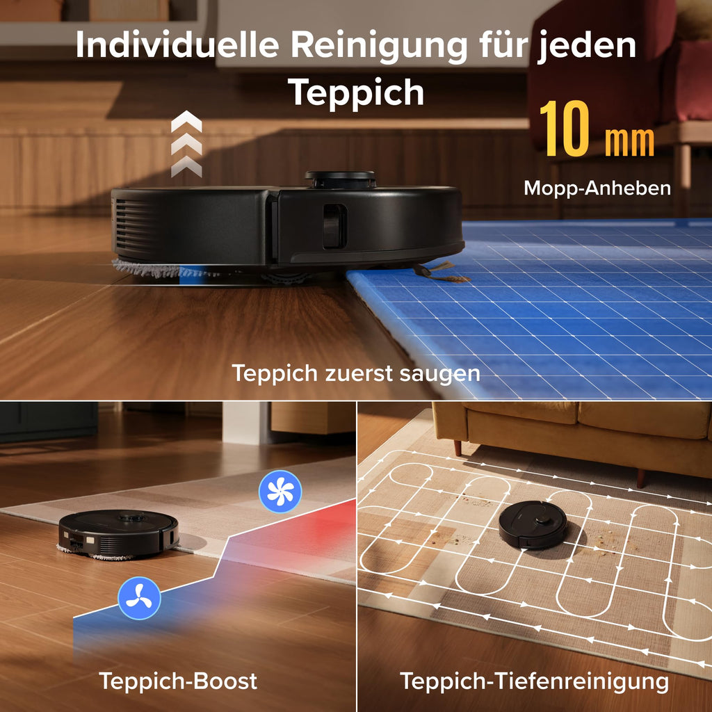 roborock Qrevo S Pro Saugroboter mit Wischfunktion 18.500 Pa Heißwasser-Reinigung Anti-Tangle