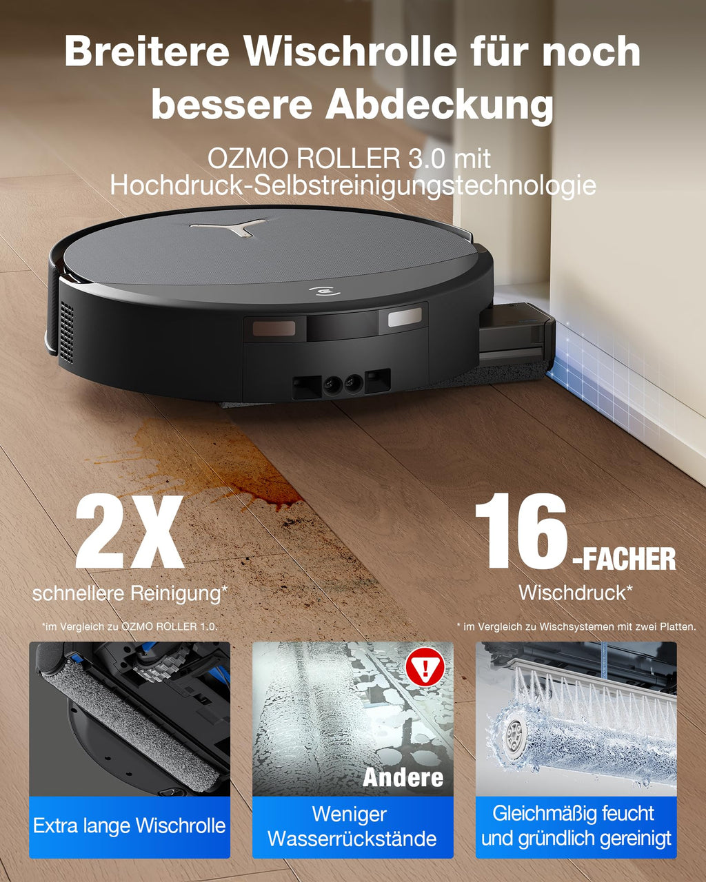 ECOVACS DEEBOT T90 PRO Omni Saugroboter 30.000 Pa OZMO Roller 3.0 PowerBoost Schnellladen