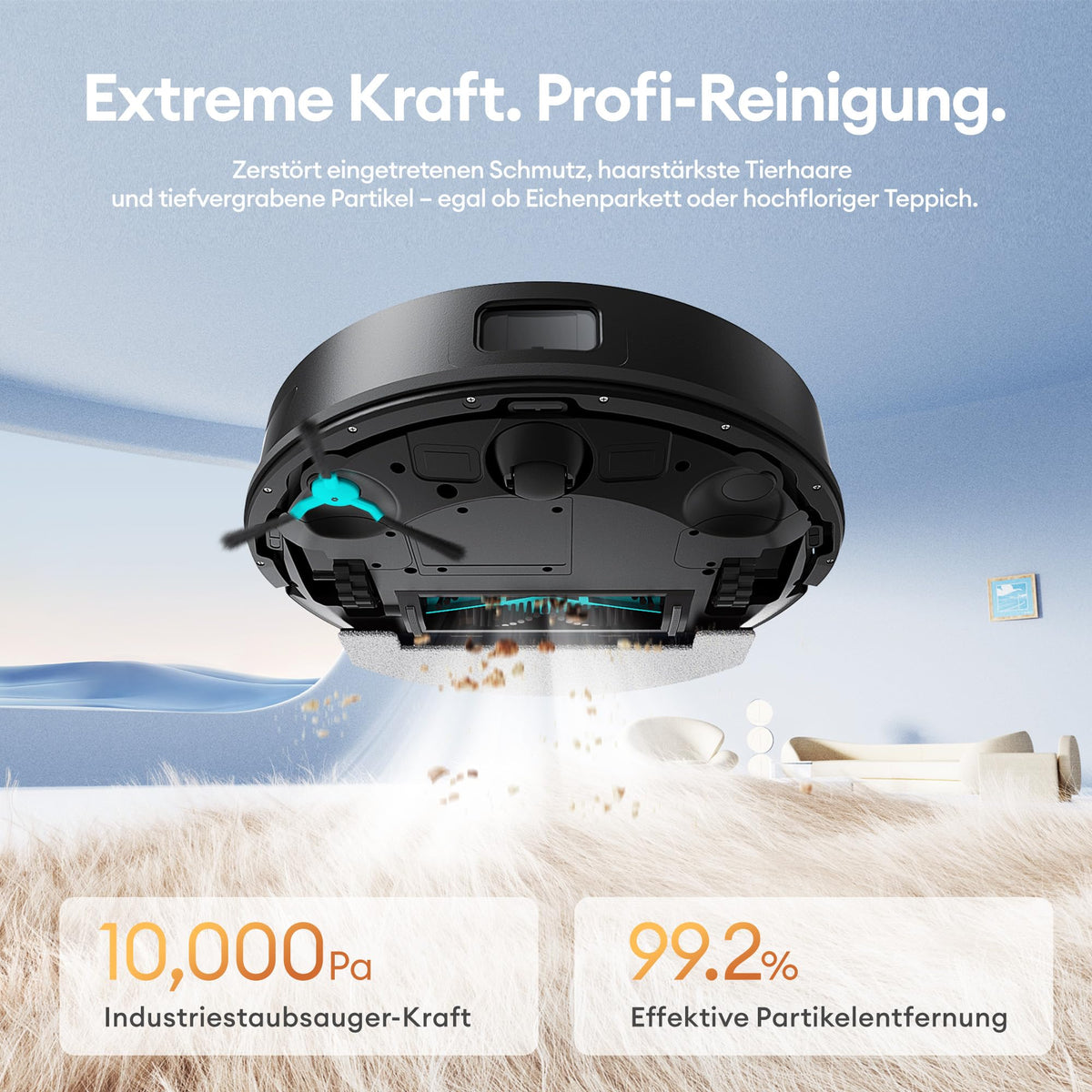 Ultenic Saugroboter mit Wischfunktion & Absaugstation, 10000Pa, 3,5L, LiDAR, 200Min Laufzeit