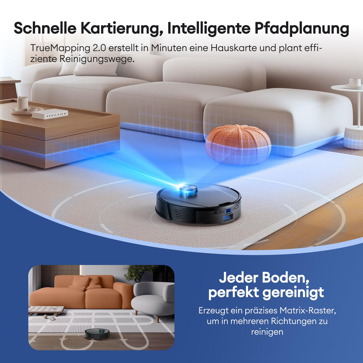 Ultenic Saugroboter mit Wischfunktion & Absaugstation, 10000Pa, 3,5L, LiDAR, 200Min Laufzeit